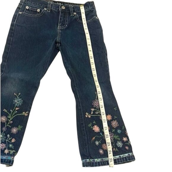 Vintage Y2K GAP Kids Embroidered Flare Jeans Sz 5 Floral Boho Festival - Picture 7 of 11